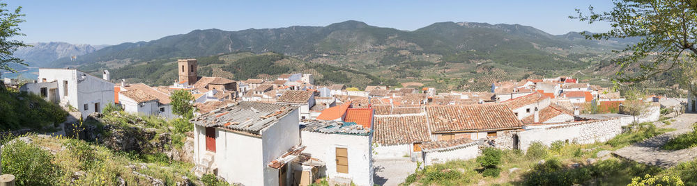 High angle view of townscape against sky