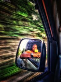 Reflection of car on glass window