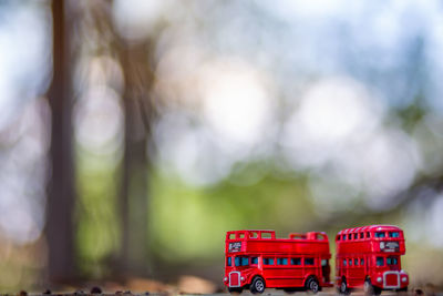 Close-up of toy car on table