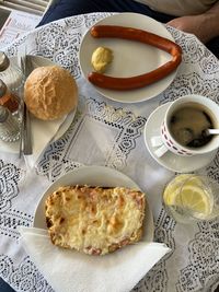 High angle view of food on table