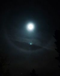 Low angle view of moon in sky at night