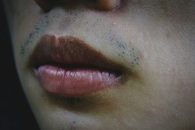 Close-up of man lips