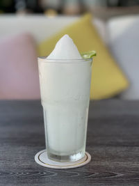 Close-up of drink in glass on table