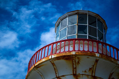 Low angle view of abandoned building against cloudy sky