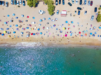 High angle view of people in swimming pool