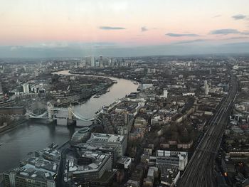 High angle view of city at waterfront