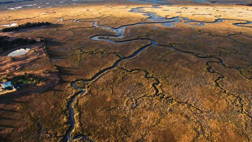 Aerial view of barren landscape