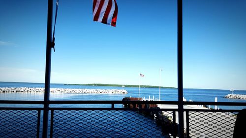 View of sea against blue sky