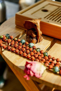 Close-up of tea ceremony on table