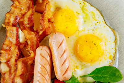 High angle view of breakfast served in plate