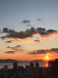 Silhouette buildings against sky during sunset