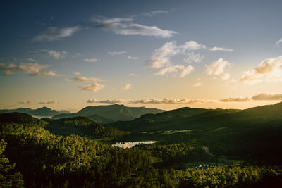 Scenic view of landscape against sky during sunset
