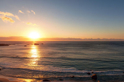 Scenic view of sea against sky during sunset