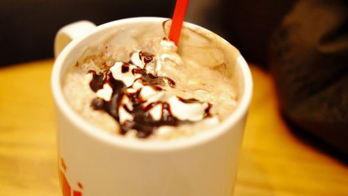 Close-up of coffee in glass