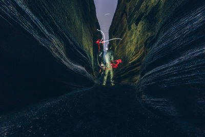 Abstract portrait using light painting on mountain