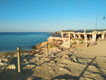 Scenic view of sea against clear sky