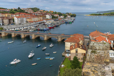 View of the city of san vicente de la barquera in santander, cantabria. spain. 