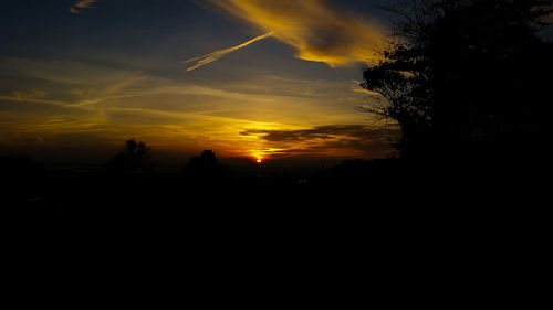 Silhouette trees against sky during sunset