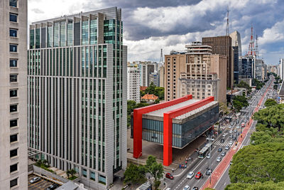 High angle view of buildings at paulista avenue in city of sao paulo