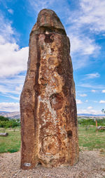 View of old ruin on field