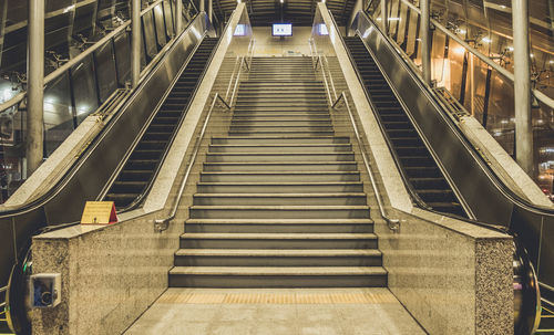 High angle view of escalator