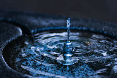 Close-up of drop falling in water