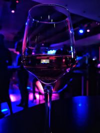 Close-up of wine glass on table in restaurant