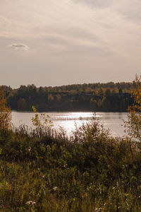 Scenic view of lake against sky