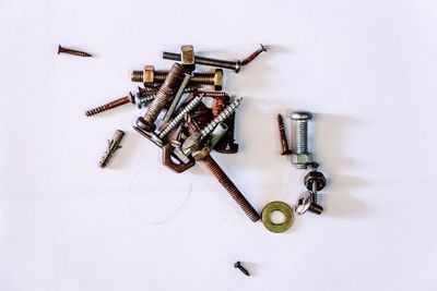 High angle view of nails on table