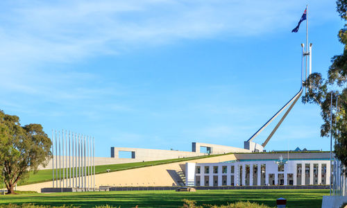 Buildings against blue sky