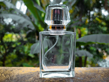 Clouse-up unbranded perfume glass bottles