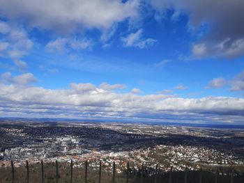 Aerial view of townscape against sky