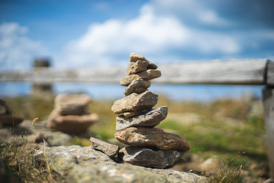 Stack of stones during sunny day