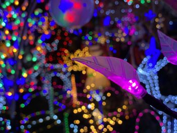 Close-up of illuminated christmas tree