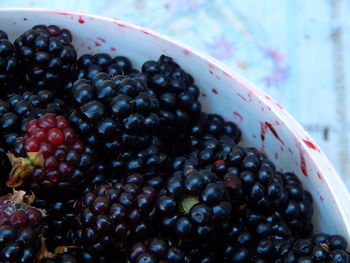 Close-up of blueberries in bowl