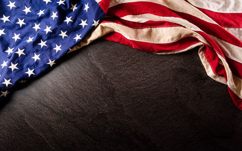 High angle view of flag over white background