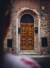 Closed door of old building