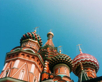 Low angle view of st basil cathedral at moscow kremlin against clear sky