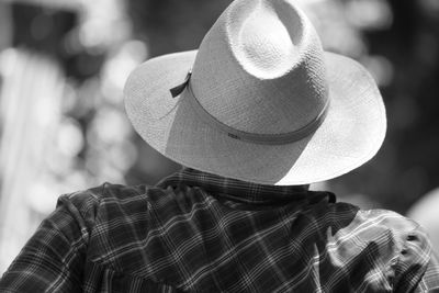 Rear view of man wearing hat