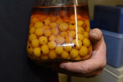 Close-up of hand holding fruits