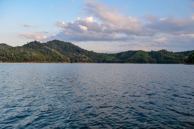 Scenic view of lake against sky