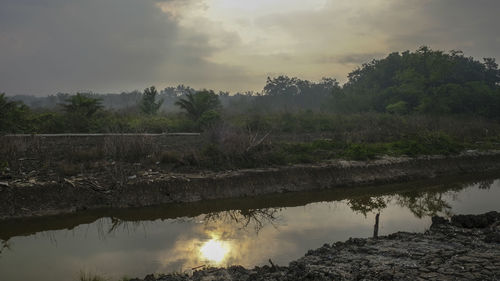 Scenic view of lake against sky