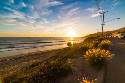 Scenic view of sea against sky during sunset