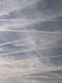 Low angle view of vapor trail in sky