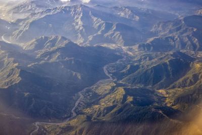High angle view of dramatic landscape