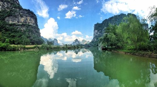 Panoramic view of lake against sky