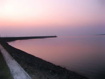 Scenic view of sea at sunset