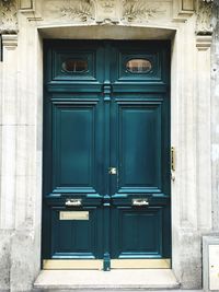 Closed door of building