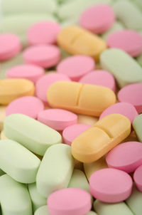 Close-up of multi colored pills
