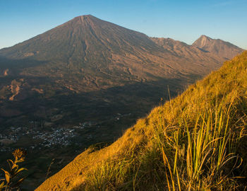 Scenic view of mountains against clear sky